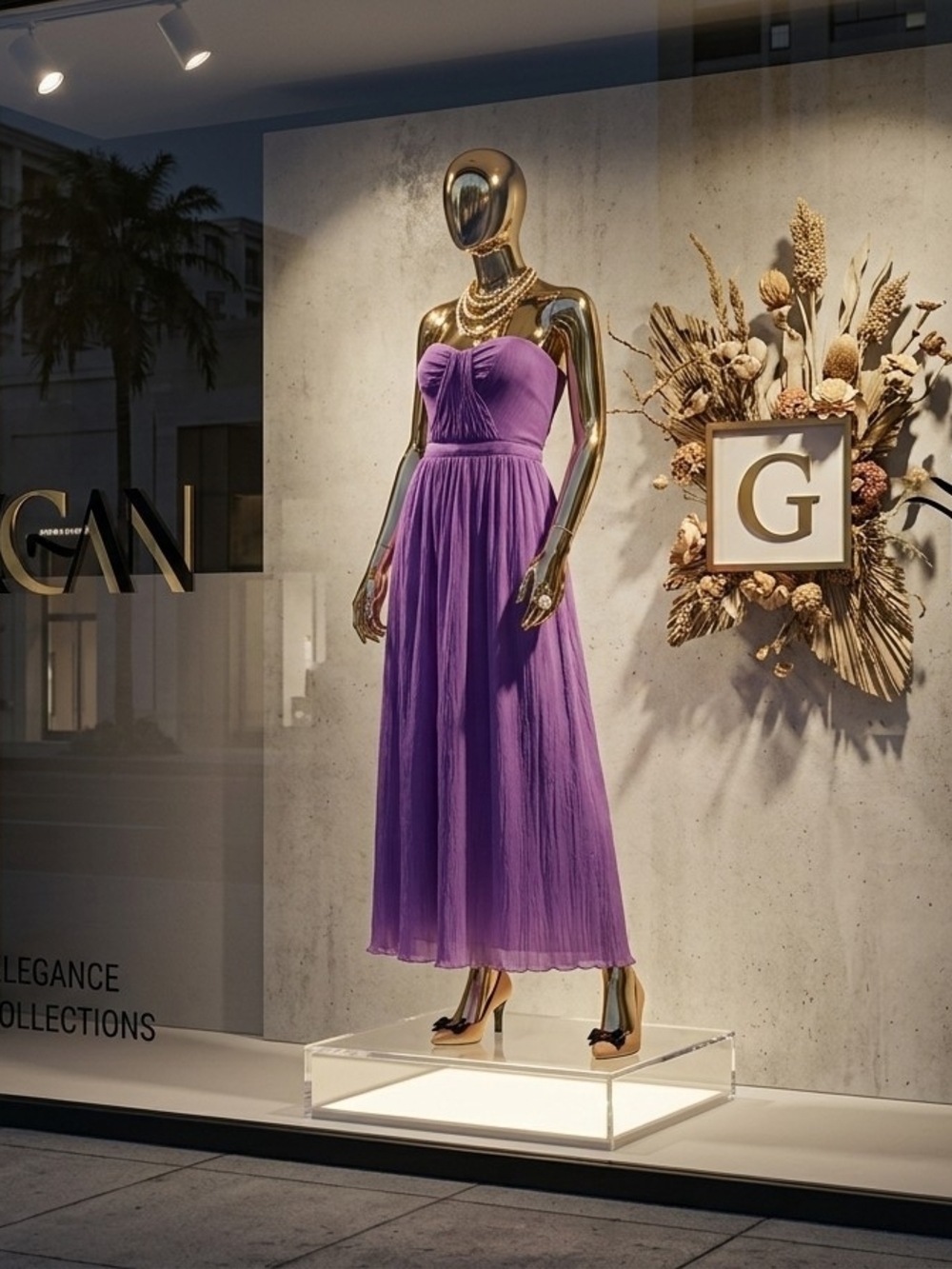 BCBGMaxAzria Lavender Strapless Pleated Maxi Dress